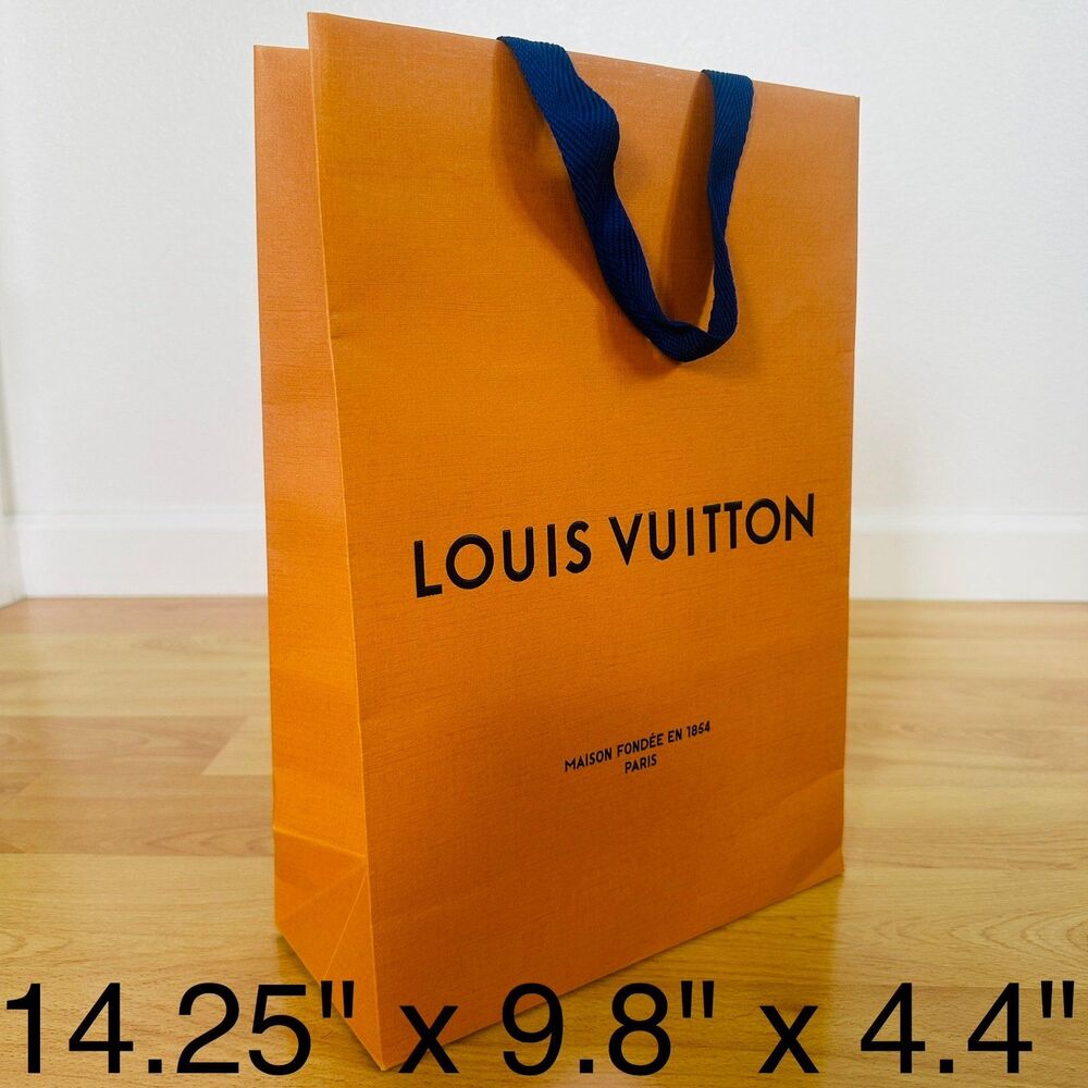 LV Louis Vuitton Paper Shopping Bag - orange medium, 14.25" x 9.8" x 4.4"